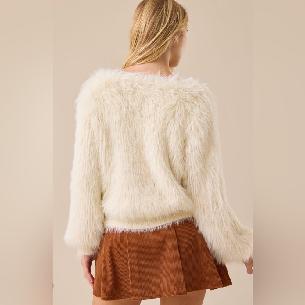Altar'd State Cream Fuzzy Cardigan - Picture 6 of 10
